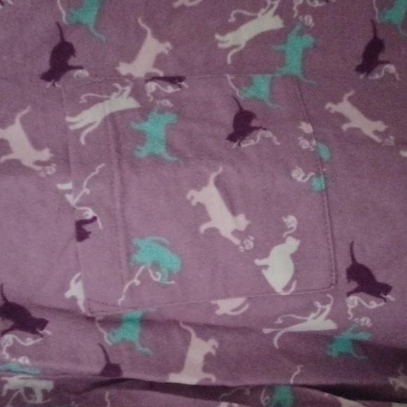 Pink K woman's night shirt long sleeves buttons 2 pockets size XL flannel purple - Picture 5 of 6